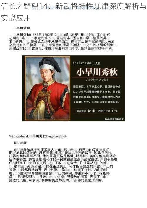 信长之野望14:新武将特性规律深度解析与实战应用
