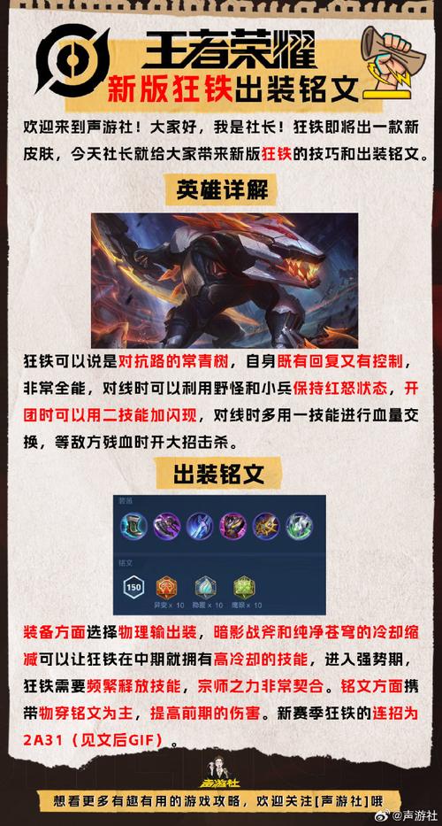 《王者荣耀》狂铁打野出装铭文玩法详解:一个人的震雷削战法解析》