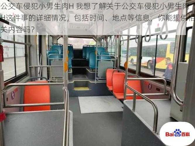 公交车侵犯小男生肉H 我想了解关于公交车侵犯小男生肉H这件事的详细情况,包括时间、地点等信息,你能提供相关内容吗?